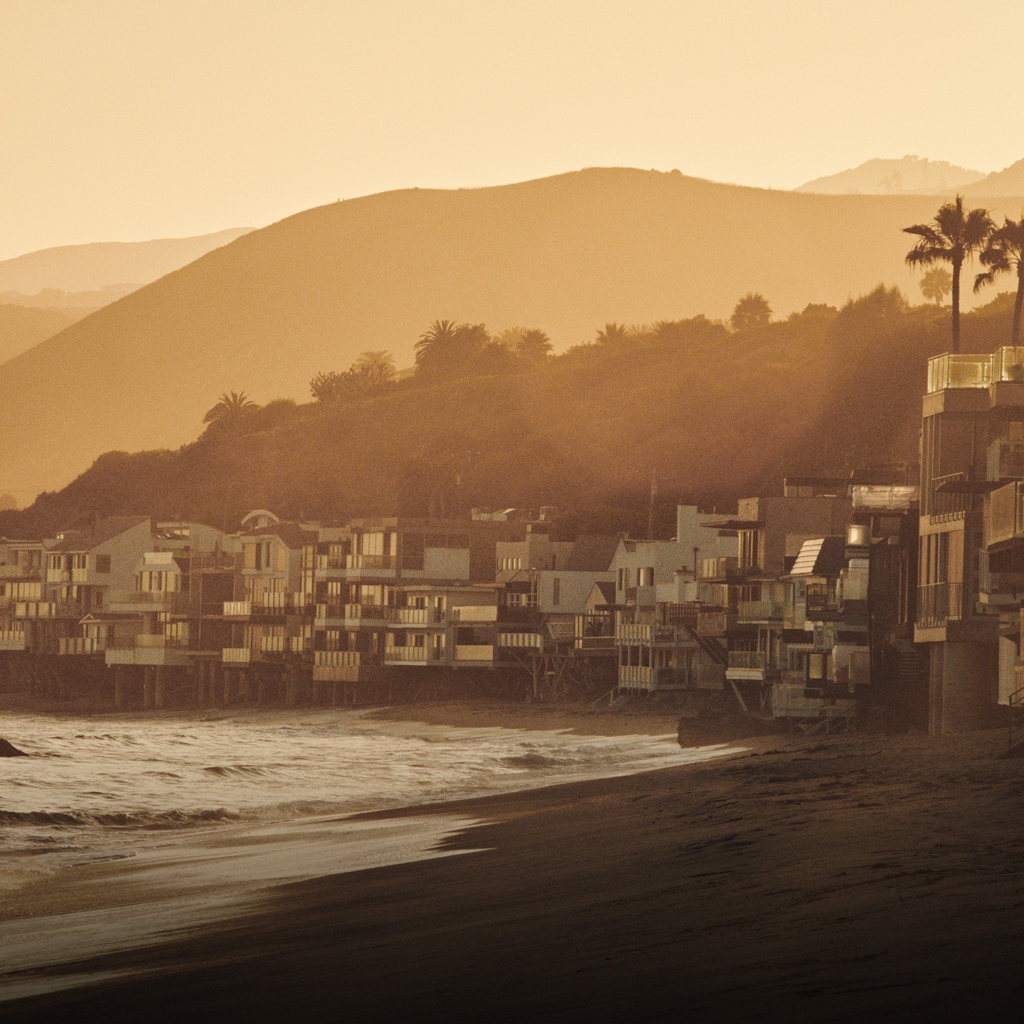  Golden hour touches Malibu.