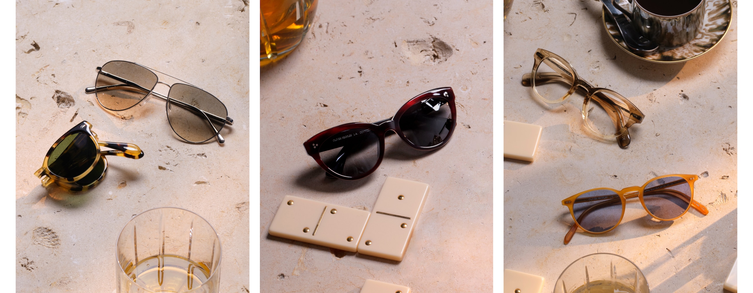 Amidst board games, the group demonstrates their strategic and intellectual edge with a friendly competition wearing classic Cary Grant Sun and Roella alongside new Riley Sun, Sheldrake 1950, and Disoriano.