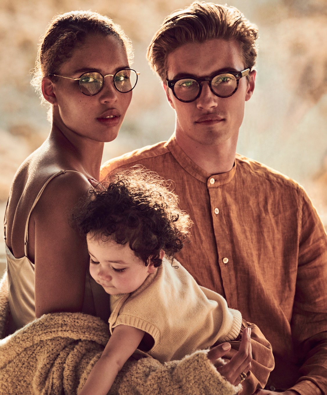 The Smith family as seen in Carling Brushed Gold 362 and Rosden in Tuscany Tortoise acetate.