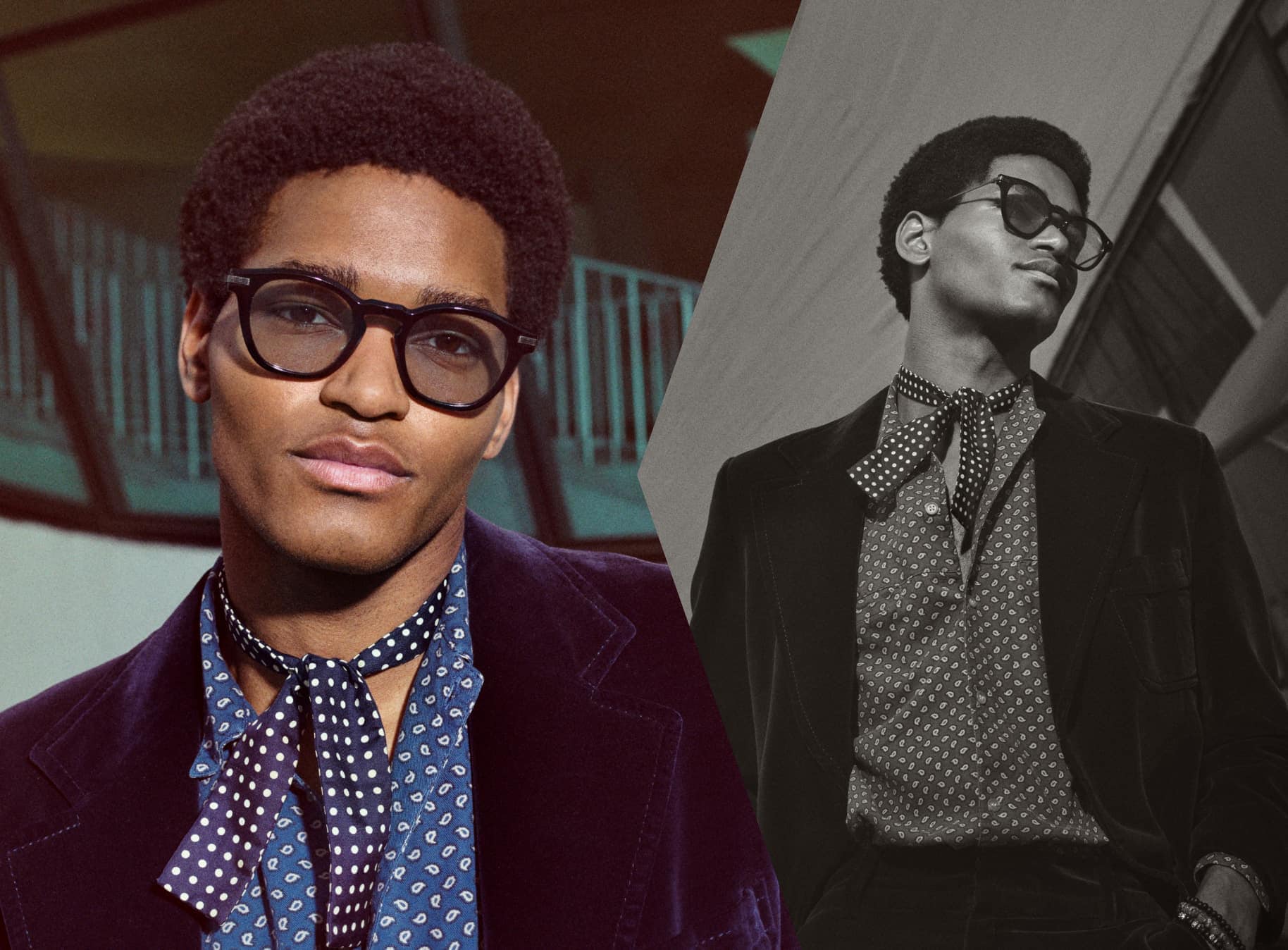 Seen with Sea Mist lenses, Len optical balances a thick acetate body with ultra-thin titanium temples.